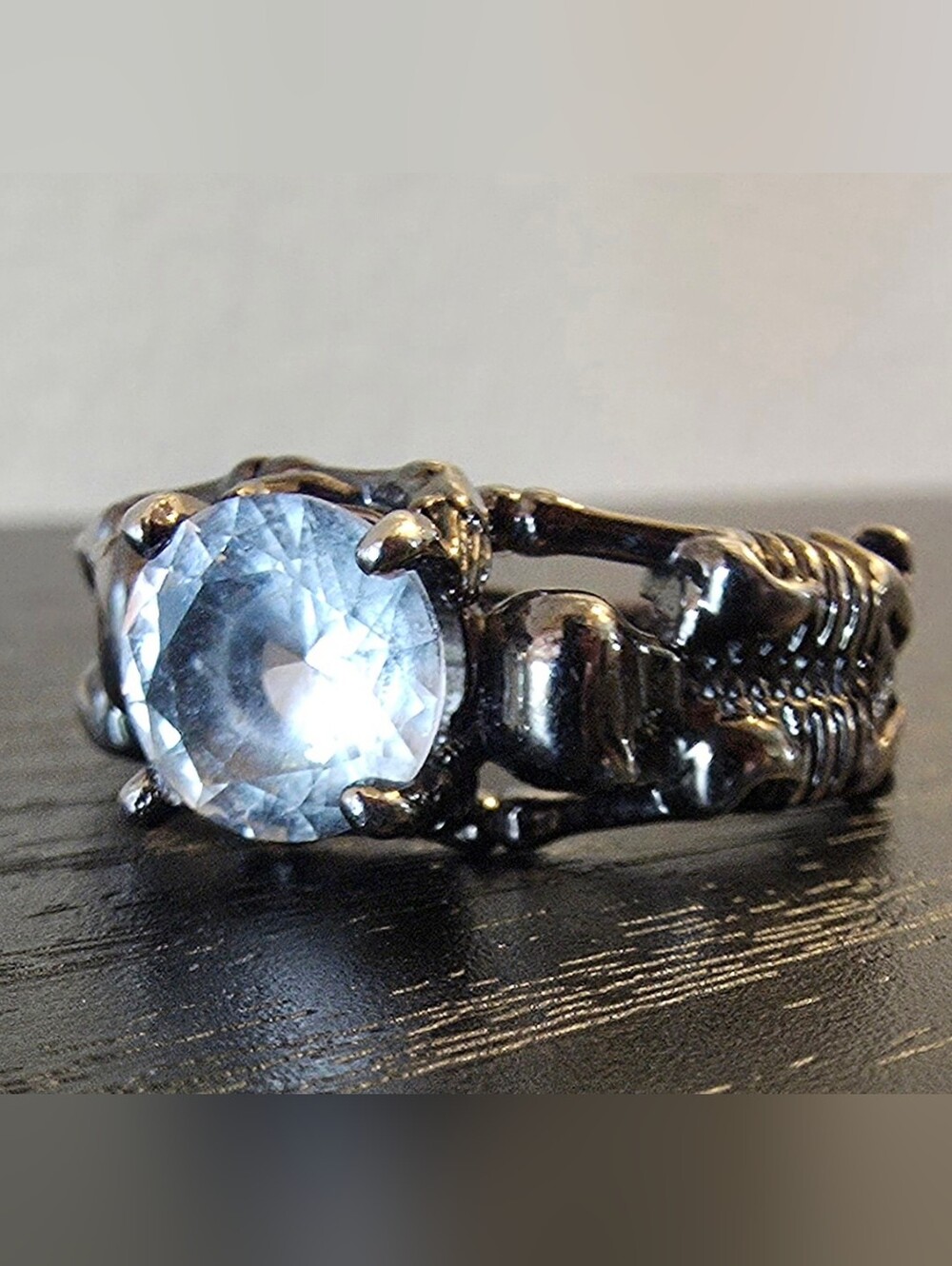925 Silver Skull Ring with Cubic Zirconia